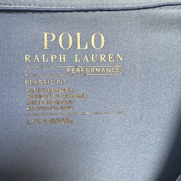 Polo Ralph Lauren Performance Polo Shirt Mens Large Classic Fit Blue Grey Pony - Picture 2 of 5